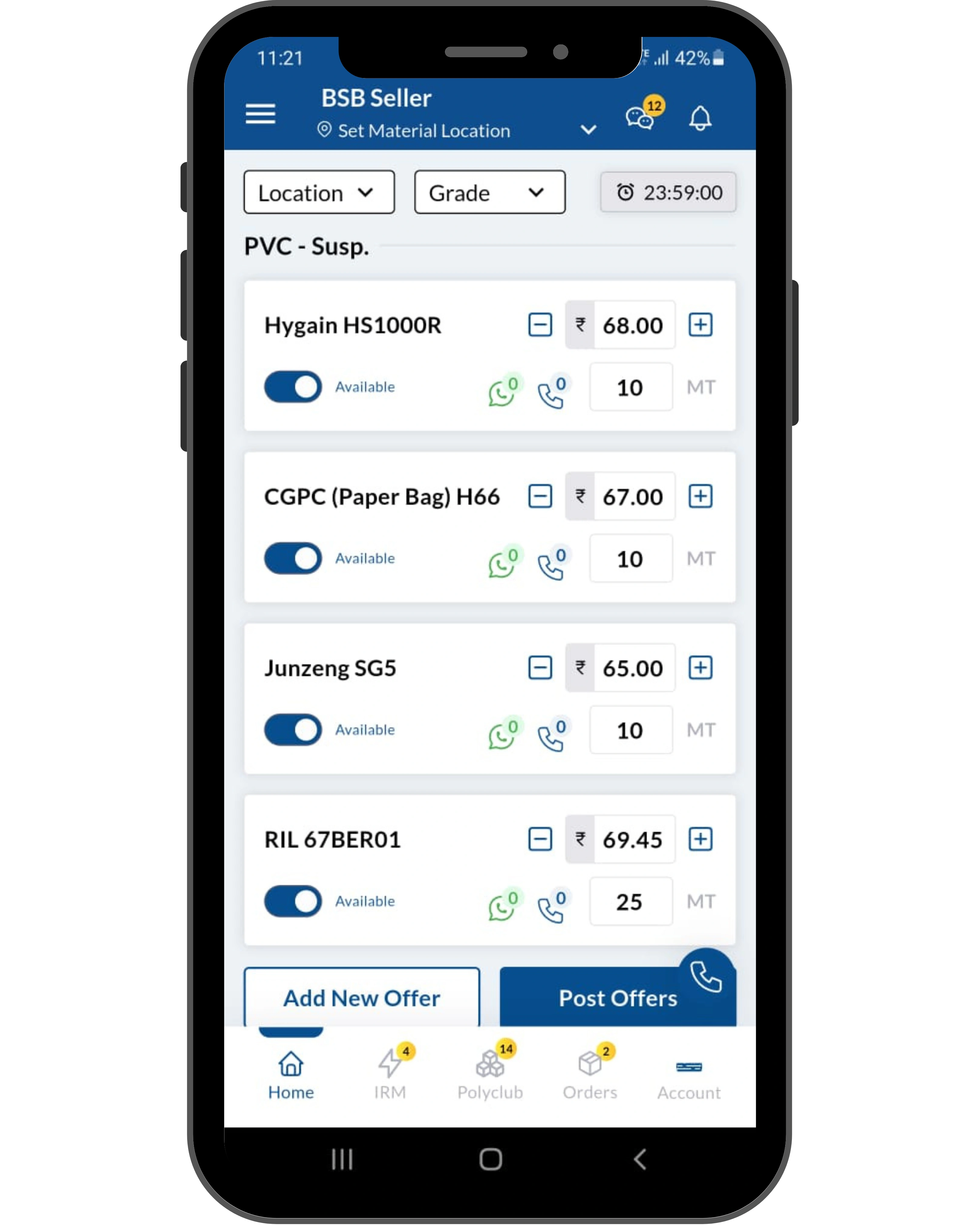 BSB Seller App Screen 2